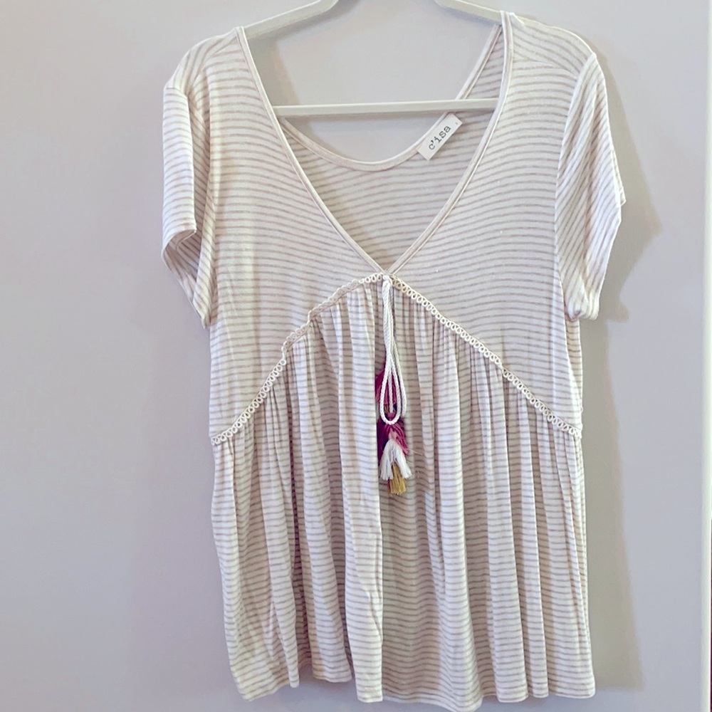 Off white stripe top from lizard thicket boutique